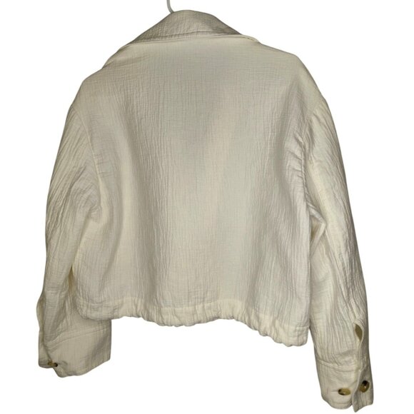 MANGO MNG Suit Women's Off-White Cropped Textured Jacket Size S/M - Picture 3 of 14